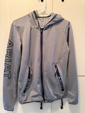 Ariat Light Gray and Dark Gray Zip-Up Hoodie
